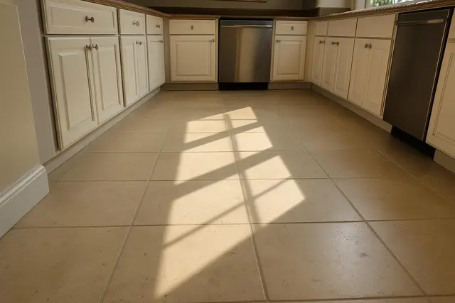 Limestone kitchen floor honed and sealed